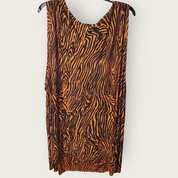 Bob Mackie Studio Sleeveless Animal Print Cowl Neck Top Size 5X - Picture 2 of 6
